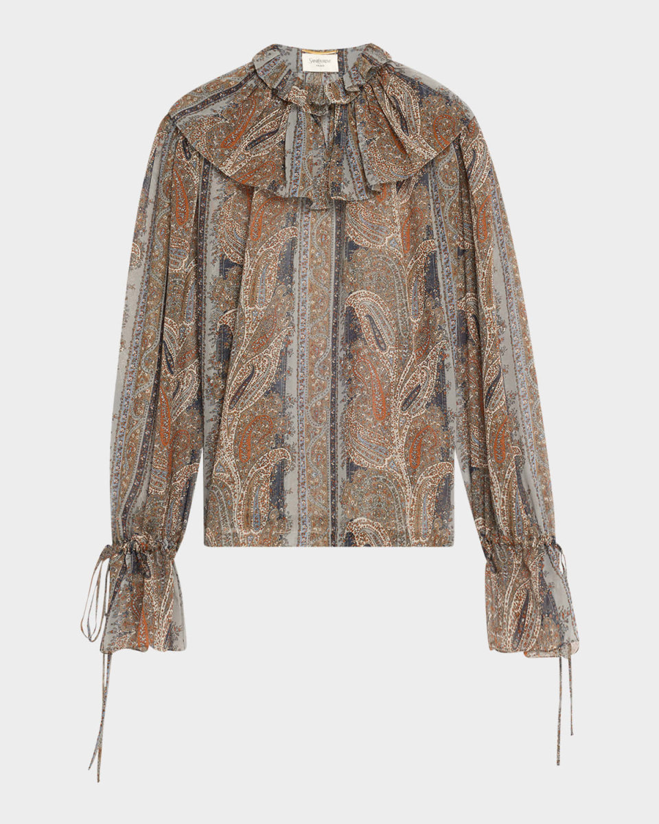 Paisley Button Down Sheer Blouse